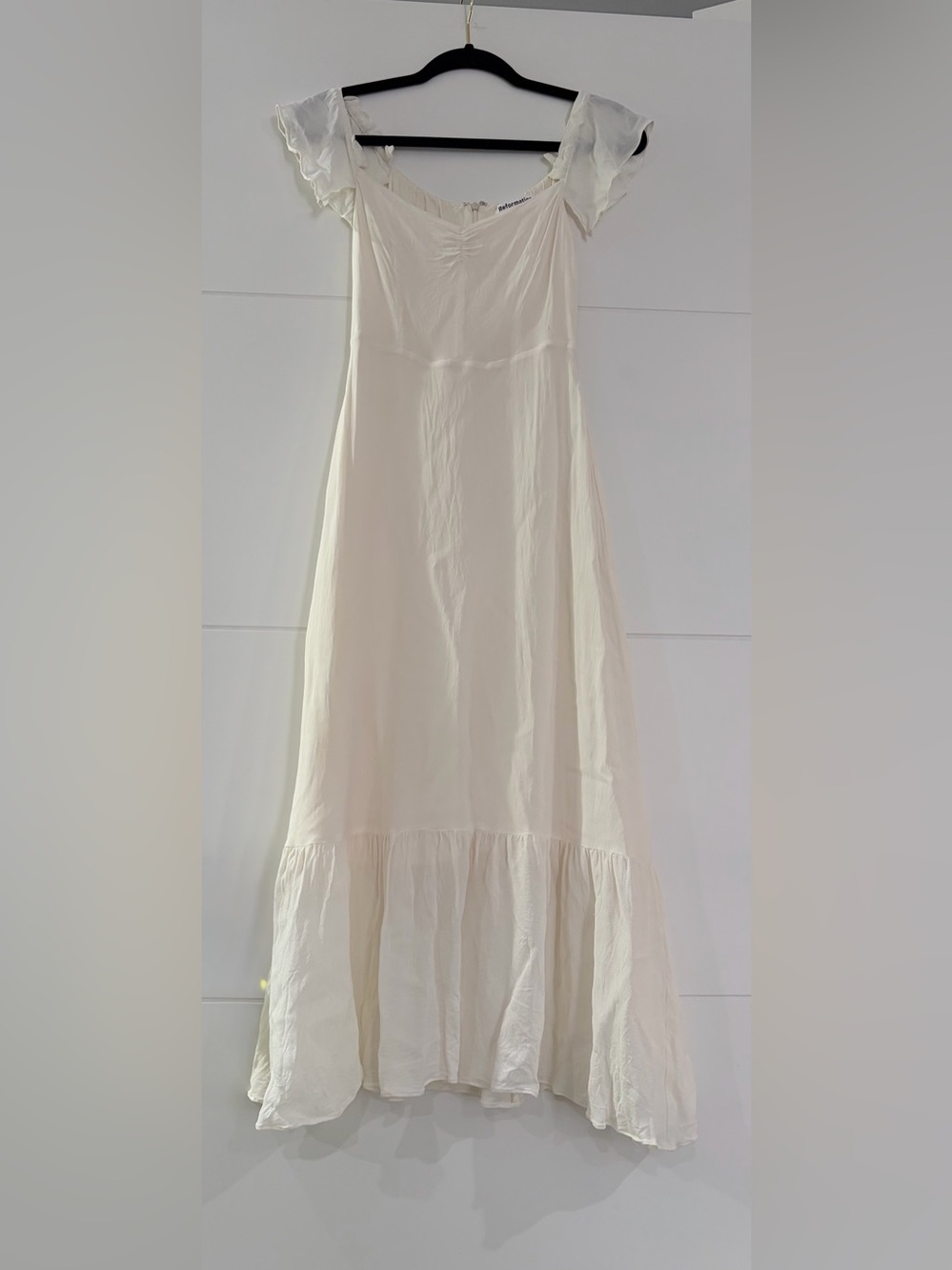 Reformation Cream Maxi Dress, V-Neck w/ Butterfly Sleeves, Some Wear. See Below
